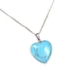 Turquoise, Synthetic Heart Pendant - Image 6