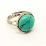 Turquoise, Adjustable Ring, Natural Stone, Round 10, 12 or 16 mm - Image 6