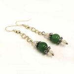 Hera, Natural Stone Earrings, Aventurine 8 mm, Natural Jadeite 4 mm - Image 2
