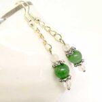 Hera, Natural Stone Earrings, Aventurine 8 mm, Natural Jadeite 4 mm