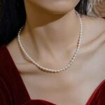 Yemanja, necklace, natural Pearl, 5x6 mm, white