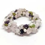 Tender Love, Luxury Set - Bracelet, Earrings and Necklace with Rose Quartz, Peridot, Pearl, Amethyst - Image 2