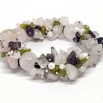 Tender Love, Luxury Set - Bracelet, Earrings and Necklace with Rose Quartz, Peridot, Pearl, Amethyst - Image 15