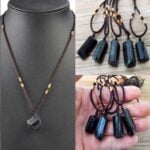 Arwen pendant, Black Tourmaline, with sliding knot