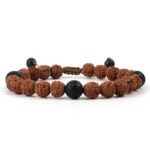 Eyes of the Himalayas, Rudraksha and Lava Stone bracelet, Shamballa finish - Image 2