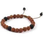 Eyes of the Himalayas, Rudraksha and Lava Stone bracelet, Shamballa finish