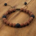 Eyes of the Himalayas, Rudraksha and Lava Stone bracelet, Shamballa finish - Image 5