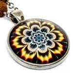 Natural Energy necklace with mandala, Rudraksha and Lava Stone
