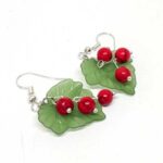 Strawberry, handmade earrings, Turkite, 6 mm. - Image 2
