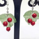 Strawberry, handmade earrings, Turkite, 6 mm.
