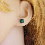 Malachite, Mini Earrings, 6 mm