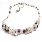 Tender Love, Luxury Set - Bracelet, Earrings and Necklace with Rose Quartz, Peridot, Pearl, Amethyst - Image 9
