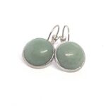 Earrings, French hook, natural stone, cabochon, 16 mm. - Image 11