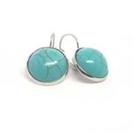 Earrings, French hook, natural stone, cabochon, 16 mm. - Image 2