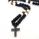 Ether, Men's Necklace, Hematite Cross, Natural Stone Beads - Image 8