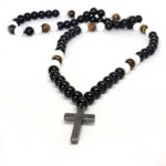 Ether, Men's Necklace, Hematite Cross, Natural Stone Beads - Image 4