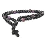 Hector, Men's Necklace with Onyx Cross, Natural Onyx and Amethyst - Image 2