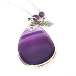 Persephone, Necklace with Agate Pendant, Amethyst, Steel Chain - Image 7