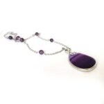 Persephone, Necklace with Agate Pendant, Amethyst, Steel Chain - Image 6