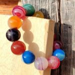 Striped Multicolor Agate Bracelet, 14 mm Beads