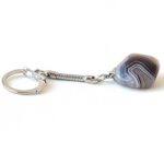 Keychain, Agate, Natural Stone, Asymmetrical Pendant