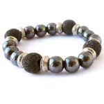 Proserpina, Diffuser Bracelet, Hematite 8 mm, Volcanic Stone 10 mm - Image 4