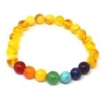 Chakra Balancing Bracelet with Natural Stones and Amber (Synthetic) - Image 4