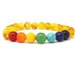 Chakra Balancing Bracelet with Natural Stones and Amber (Synthetic) - Image 5