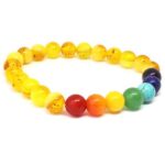 Chakra Balancing Bracelet with Natural Stones and Amber (Synthetic) - Image 7