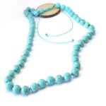 Lightness, Turquoise 10 mm Necklace, Knots and “Shamballa” Style Finish - Image 3