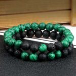 Diana, set of two bracelets, Malachite and Volcanic Stone - Image 3