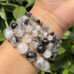 Tourmalinated Quartz, handmade bracelet, natural stone