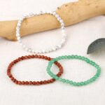 Self-Love, set of three bracelets, Howlite, Aventurine - Goldstone and Green