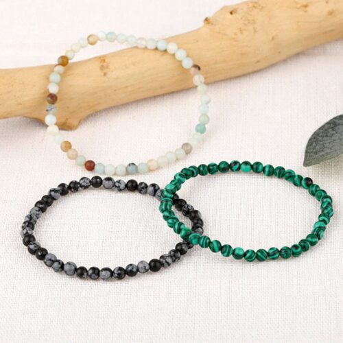 Clarity and Balance, Set of Three Bracelets, Malachite, Obsidian and Amazonite - Image 2