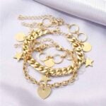 3 Modern Charm Bracelets in Gold Tone - Image 6