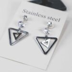 Modern Women's Geometric Earrings with Crystals, Steel and Striking Design