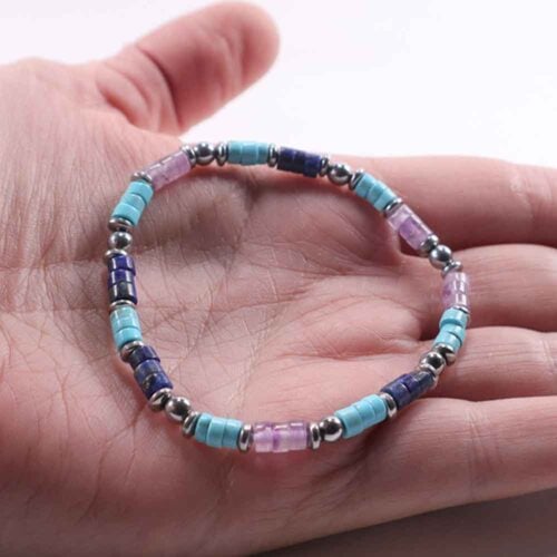 Celestial Harmony with Amethyst, Turquoise, Lapis Lazuli and Hematite, Heishi (discs) - Image 3