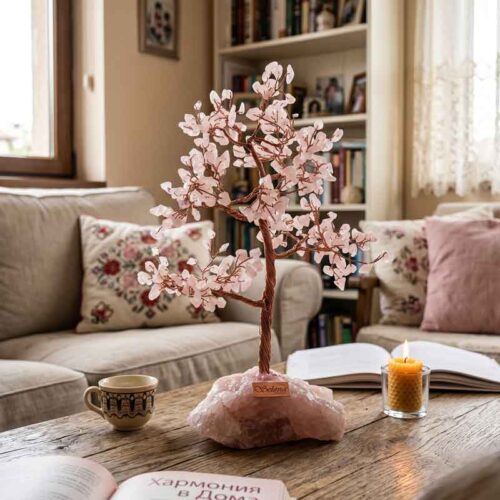 Tree of Love with Rose Quartz on a Solid Natural Stone Base - Image 6