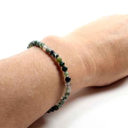 Moss Agate, Stretch Bracelet, Natural Stone, Class A - Image 2