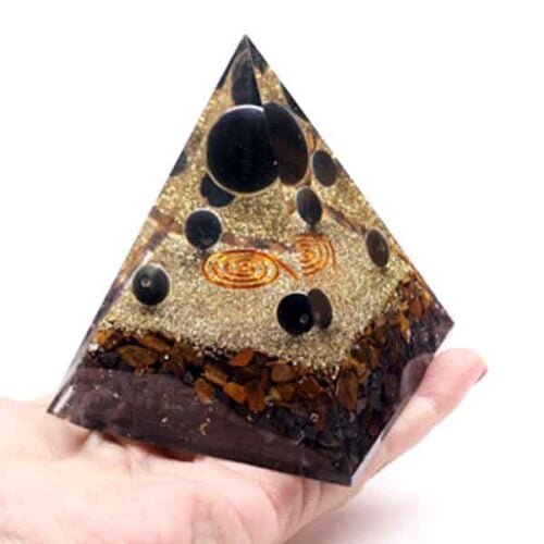 Triple Protection - Orgonite Pyramid with Black Tourmaline, Tiger’s Eye and Garnet - Image 5