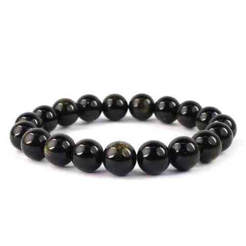 Black Obsidian, Class A, Natural Stone Stretch Bracelet - Image 5
