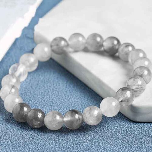 Grey Quartz, handmade natural stone bracelet - Image 2