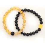 Light and Protection – Bracelet Set with Citrine and Matte Black Onyx