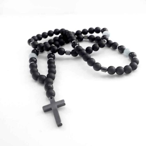 Men’s Necklace “Breath of Infinity” – Onyx, Aquamarine and Hematite - Image 8