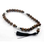 Prayer Beads, “Silence of the Tiger” – Inner Power and Concentration, Tiger’s Eye, White Agate and Onyx