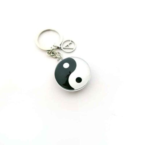 Yin and Yang – Keychain with Personalized Letter, Stainless Steel - Image 3