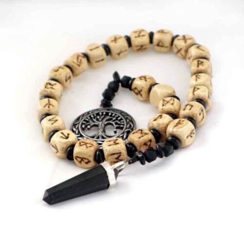 Handmade Prayer Beads with Runes, Wood and Black Tourmaline – Symbol of Strength, Protection and Ancient Wisdom - Image 2