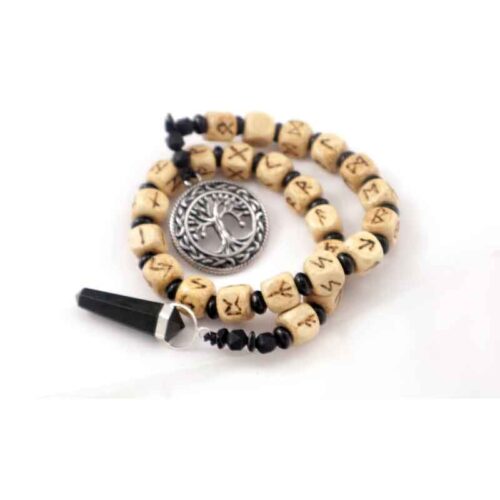 Handmade Prayer Beads with Runes, Wood and Black Tourmaline – Symbol of Strength, Protection and Ancient Wisdom - Image 3
