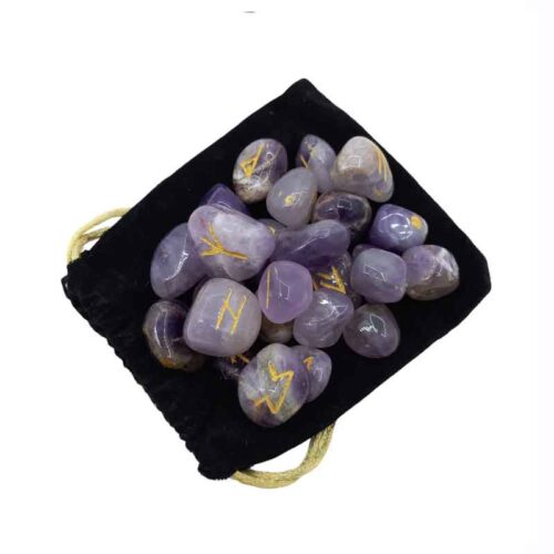 Luxury Amethyst Rune Set with Booklet in a Beautiful Wooden Box - Image 2