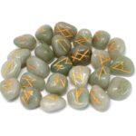 Luxury Green Aventurine Rune Set with Booklet, in a Beautiful Wooden Box - Image 4